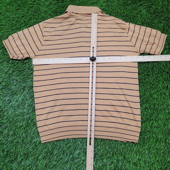 Vintage 70s JCPenney Striped Knit Polo Shirt Womens Medium Banded Hem Blouson - Picture 4 of 9